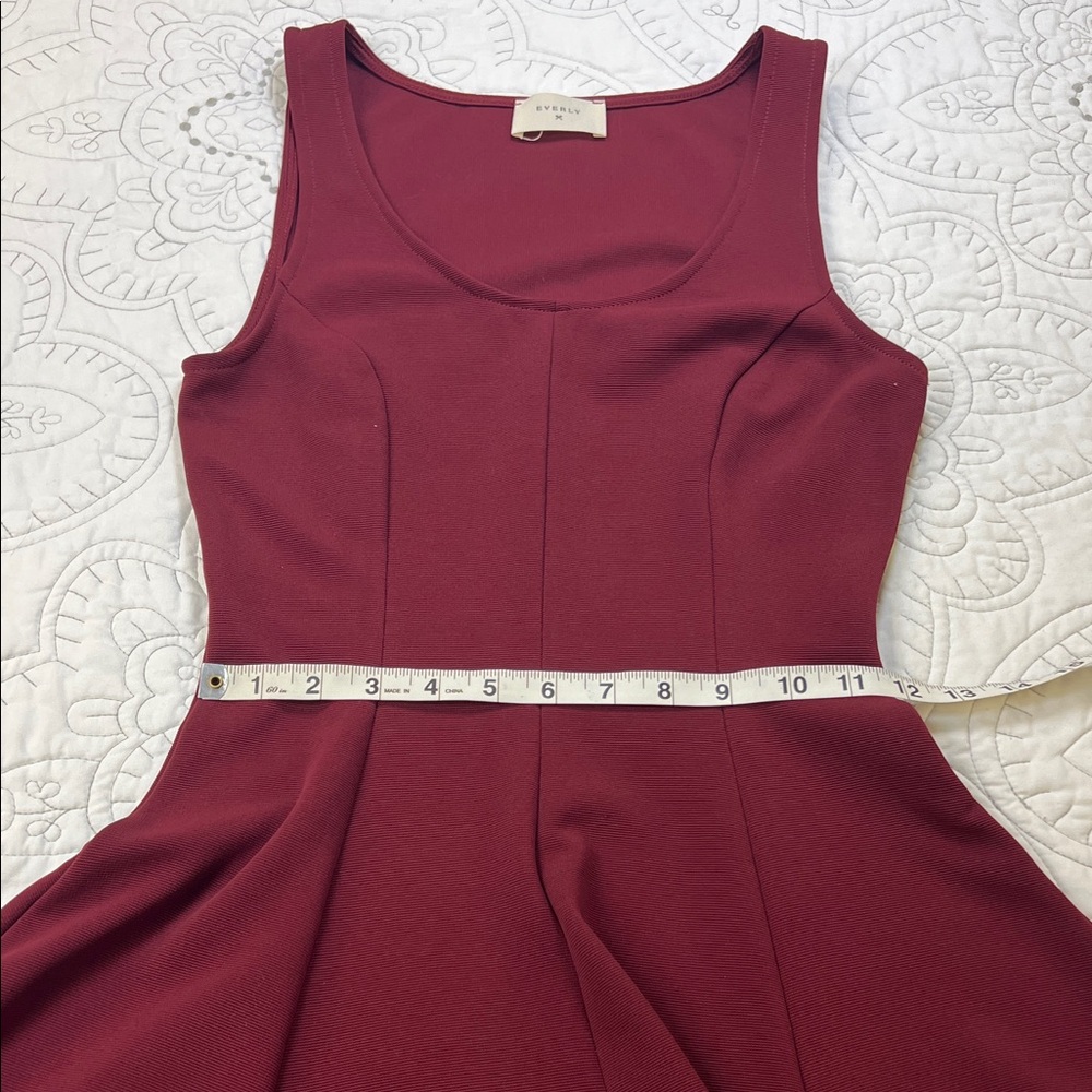 Everly Burgundy Sleeveless Fit and Flare Mini Dress - Small - Picture 6 of 8